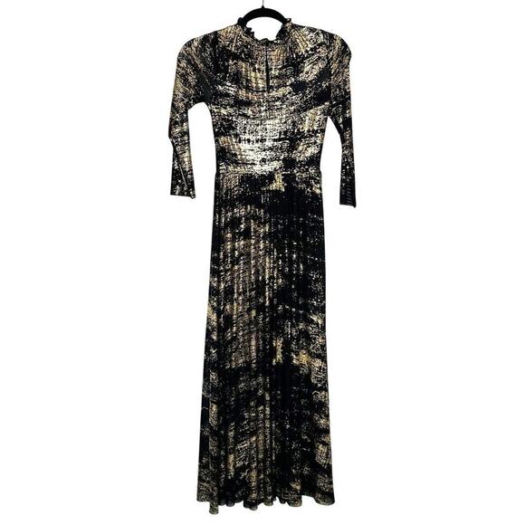 NEW Ted Baker Iggiey Midi Dress Women's Black Gold Size 0 - Picture 3 of 5
